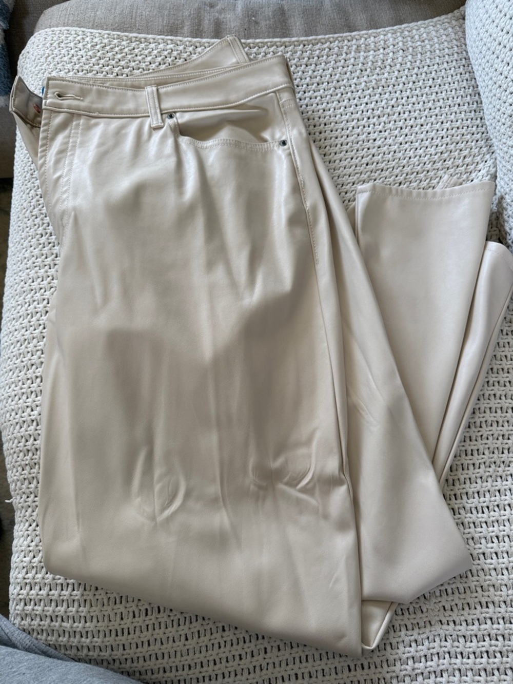 Old Navy Cream Boot Cut Faux Leather Pants